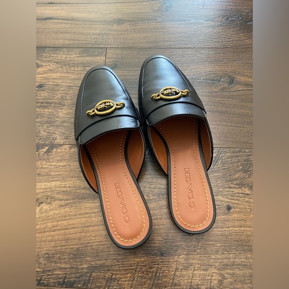 Black Coach Loafer Slides Size 10 - Picture 3 of 4